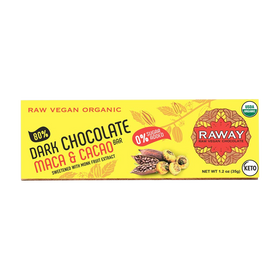 Raway Vegan Dark Chocolate Keto 80 Dark Chocolate Maca Cacao Bar